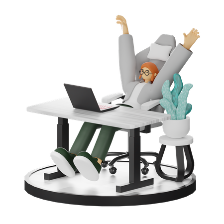 Mujer haciendo relax después del trabajo  3D Illustration