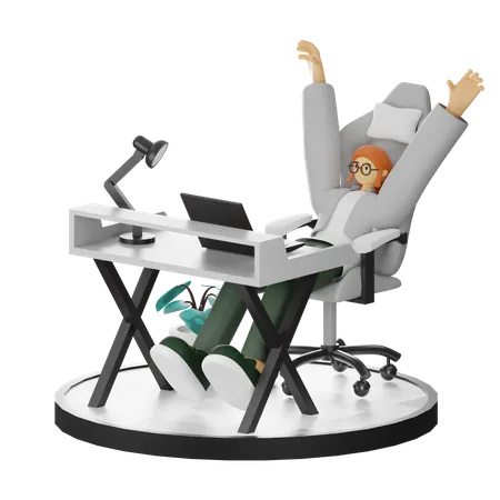 Mujer haciendo relax después del trabajo  3D Illustration