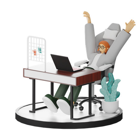 Mujer haciendo relax después del trabajo  3D Illustration