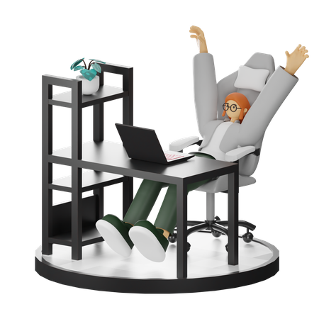 Mujer haciendo relax después del trabajo  3D Illustration