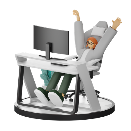 Mujer haciendo relax después del trabajo  3D Illustration