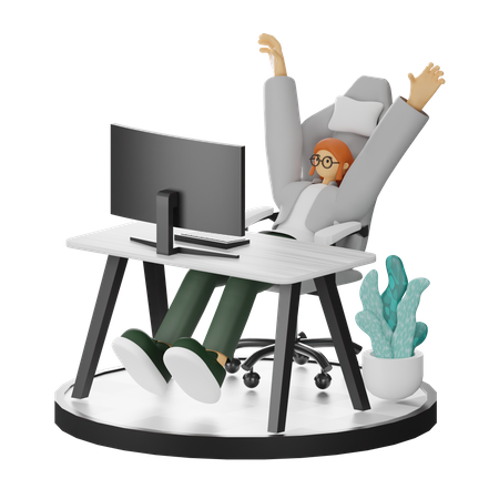 Mujer haciendo relax después del trabajo  3D Illustration