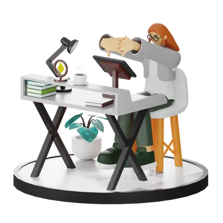 Mujer haciendo relax después del trabajo  3D Illustration