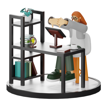 Mujer haciendo relax después del trabajo  3D Illustration