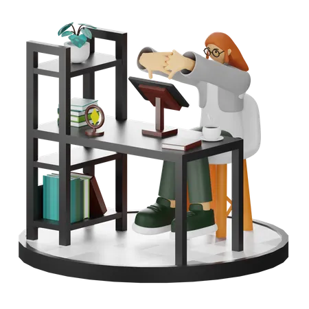 Mujer haciendo relax después del trabajo  3D Illustration