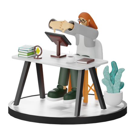 Mujer haciendo relax después del trabajo  3D Illustration