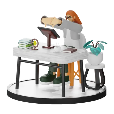 Mujer haciendo relax después del trabajo  3D Illustration