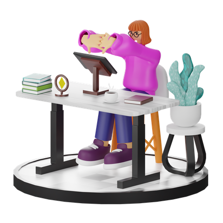 Mujer haciendo relax después del trabajo  3D Illustration