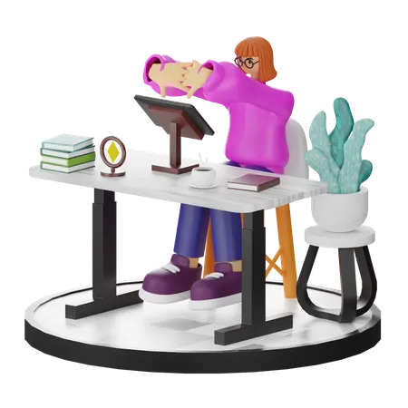 Mujer haciendo relax después del trabajo  3D Illustration