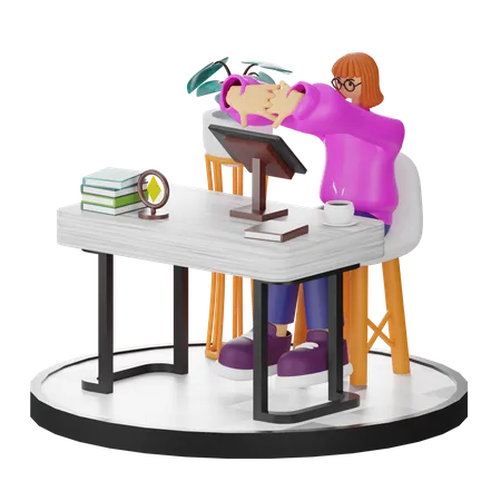 Mujer haciendo relax después del trabajo  3D Illustration