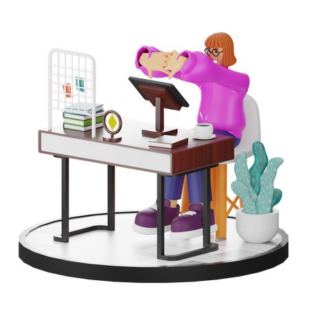 Mujer haciendo relax después del trabajo  3D Illustration