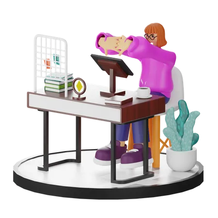 Mujer haciendo relax después del trabajo  3D Illustration