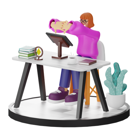 Mujer haciendo relax después del trabajo  3D Illustration