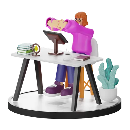 Mujer haciendo relax después del trabajo  3D Illustration