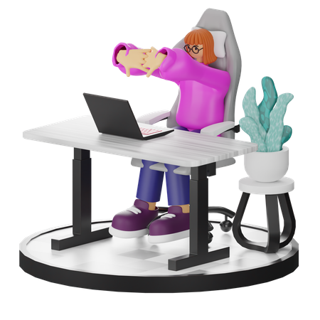 Mujer haciendo relax después del trabajo  3D Illustration