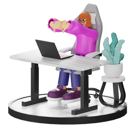 Mujer haciendo relax después del trabajo  3D Illustration