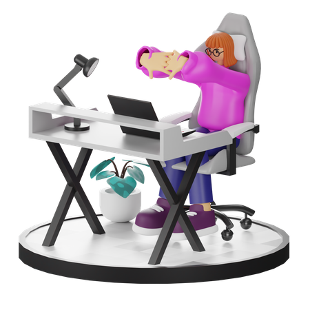 Mujer haciendo relax después del trabajo  3D Illustration