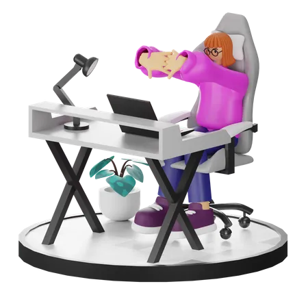 Mujer haciendo relax después del trabajo  3D Illustration