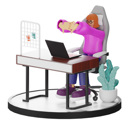 Mujer haciendo relax después del trabajo  3D Illustration