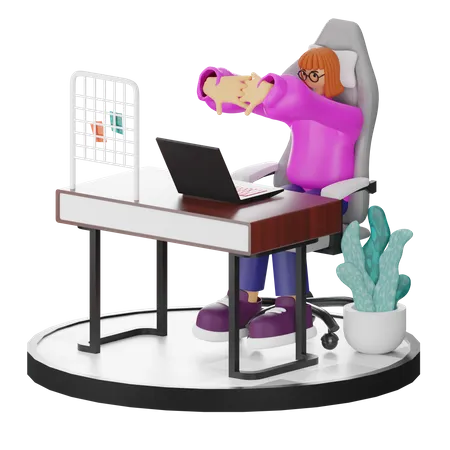 Mujer haciendo relax después del trabajo  3D Illustration