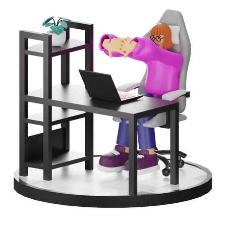 Mujer haciendo relax después del trabajo  3D Illustration