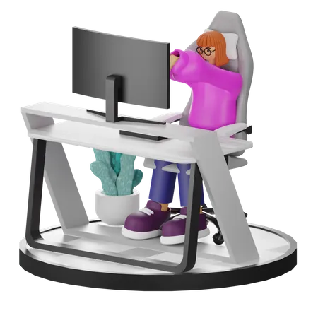 Mujer haciendo relax después del trabajo  3D Illustration