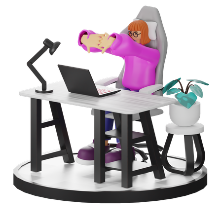 Mujer haciendo relax después del trabajo  3D Illustration