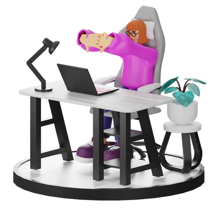 Mujer haciendo relax después del trabajo  3D Illustration