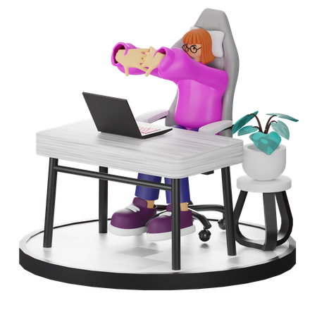 Mujer haciendo relax después del trabajo  3D Illustration