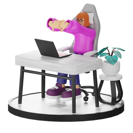 Mujer haciendo relax después del trabajo  3D Illustration