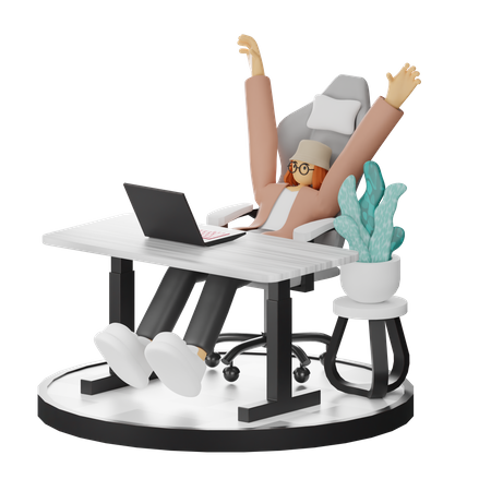 Mujer haciendo relax después del trabajo  3D Illustration