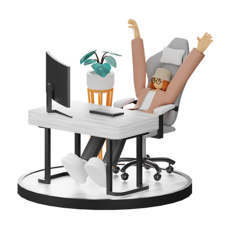 Mujer haciendo relax después del trabajo  3D Illustration