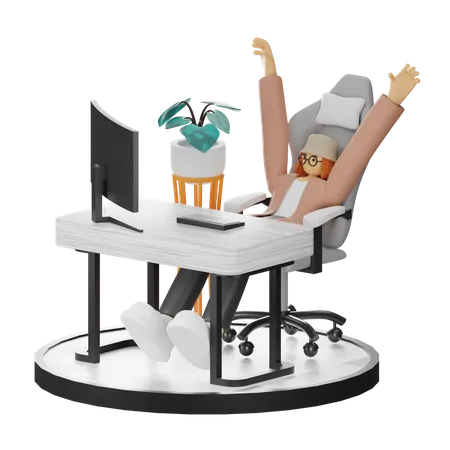 Mujer haciendo relax después del trabajo  3D Illustration