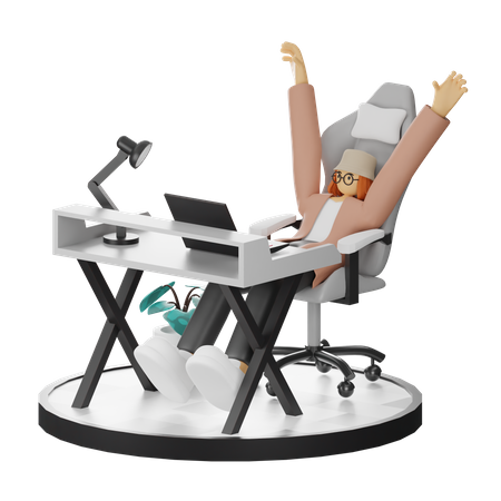 Mujer haciendo relax después del trabajo  3D Illustration