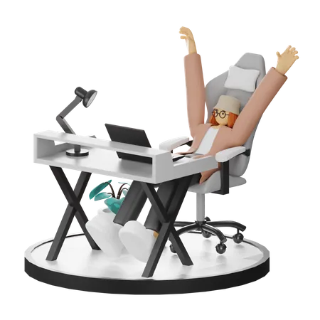 Mujer haciendo relax después del trabajo  3D Illustration