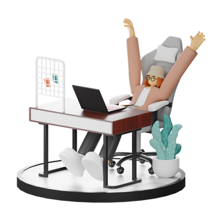 Mujer haciendo relax después del trabajo  3D Illustration