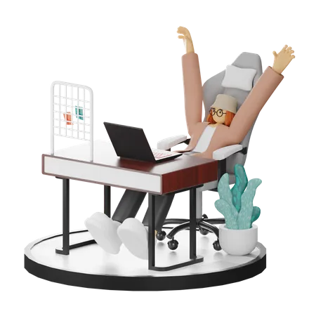 Mujer haciendo relax después del trabajo  3D Illustration