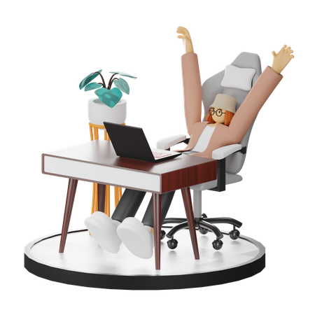 Mujer haciendo relax después del trabajo  3D Illustration