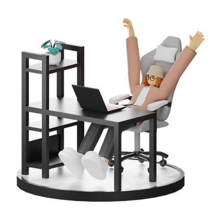 Mujer haciendo relax después del trabajo  3D Illustration