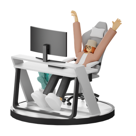 Mujer haciendo relax después del trabajo  3D Illustration