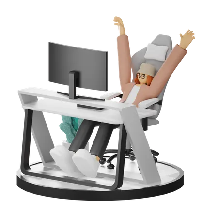 Mujer haciendo relax después del trabajo  3D Illustration