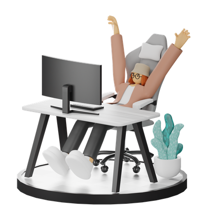 Mujer haciendo relax después del trabajo  3D Illustration