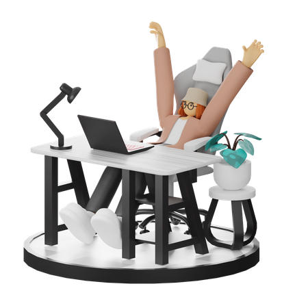 Mujer haciendo relax después del trabajo  3D Illustration