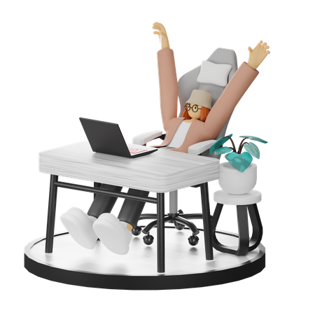 Mujer haciendo relax después del trabajo  3D Illustration