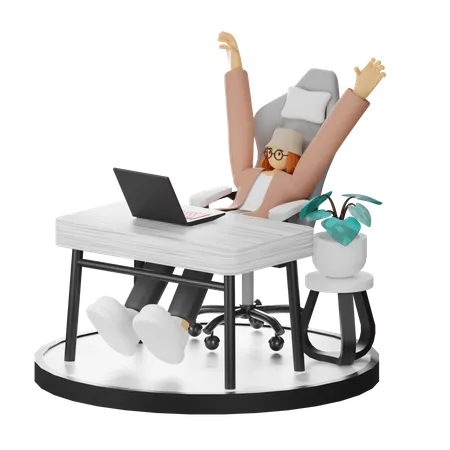 Mujer haciendo relax después del trabajo  3D Illustration