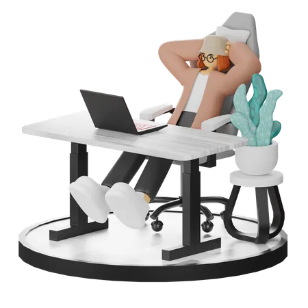 Mujer haciendo relax después del trabajo  3D Illustration