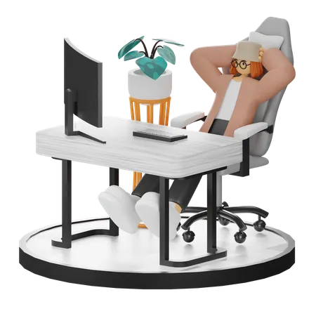 Mujer haciendo relax después del trabajo  3D Illustration