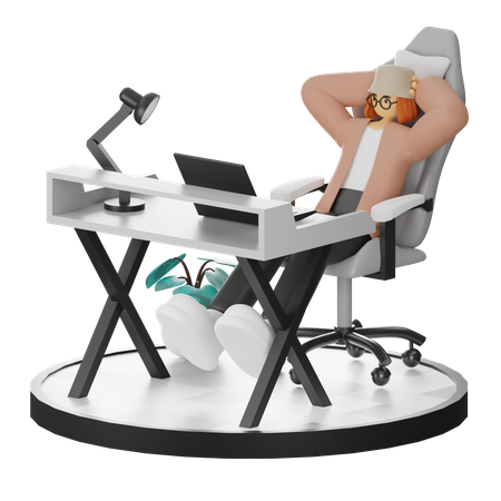 Mujer haciendo relax después del trabajo  3D Illustration