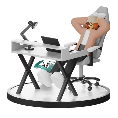 Mujer haciendo relax después del trabajo  3D Illustration