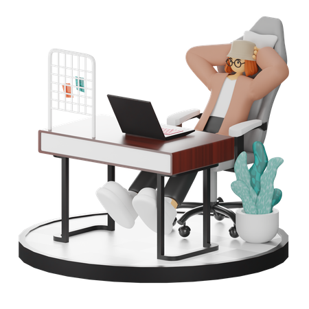 Mujer haciendo relax después del trabajo  3D Illustration